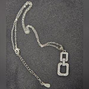 NEW Geometric 925 Silver & Zirconia Pendant Necklace